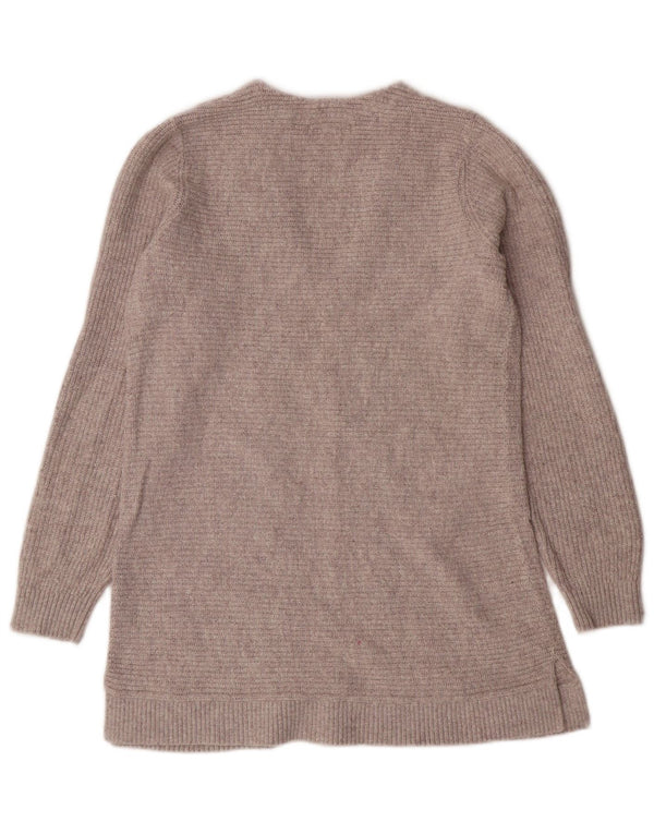 FAT FACE Maglione da donna con scollo a V lungo UK 10 Piccolo cotone grigio