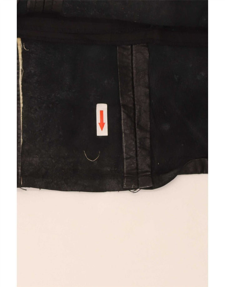Gonna in pelle vintage da donna IT 44 media W30 nera