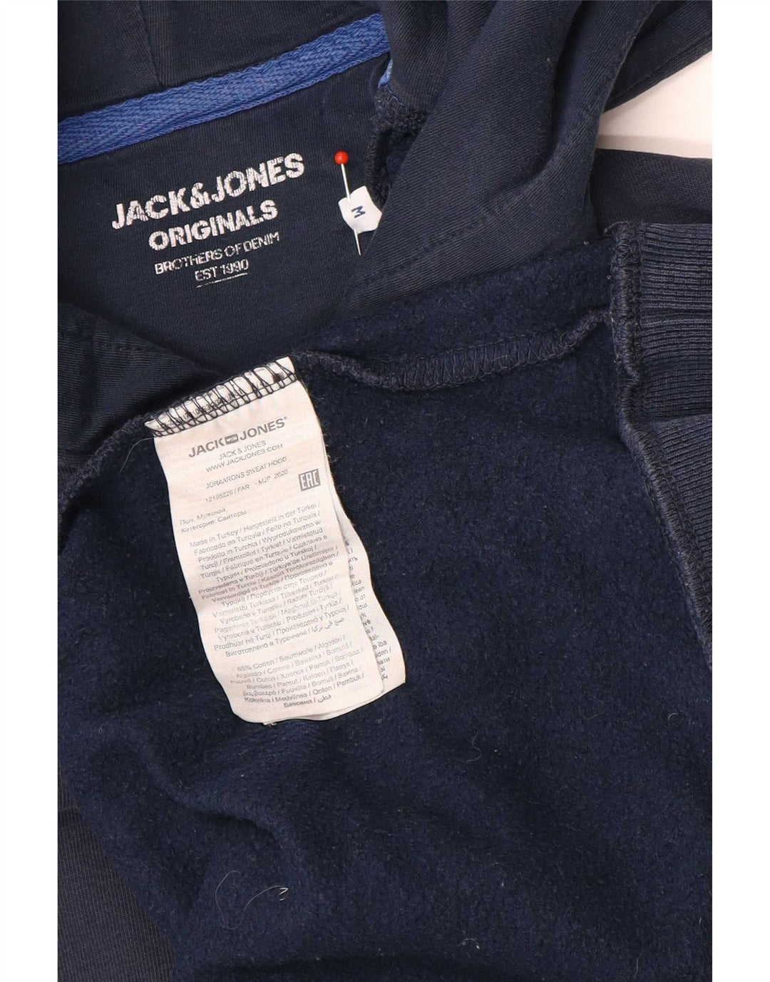 Jack & Jones Felpa con cappuccio grafica da uomo in cotone medio blu navy