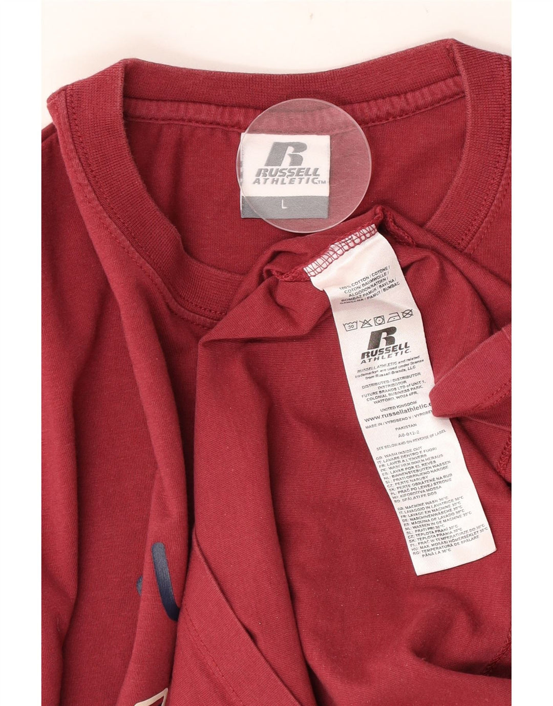 Russell Athletic Maglietta grafica da uomo a maniche lunghe grande in cotone rosso