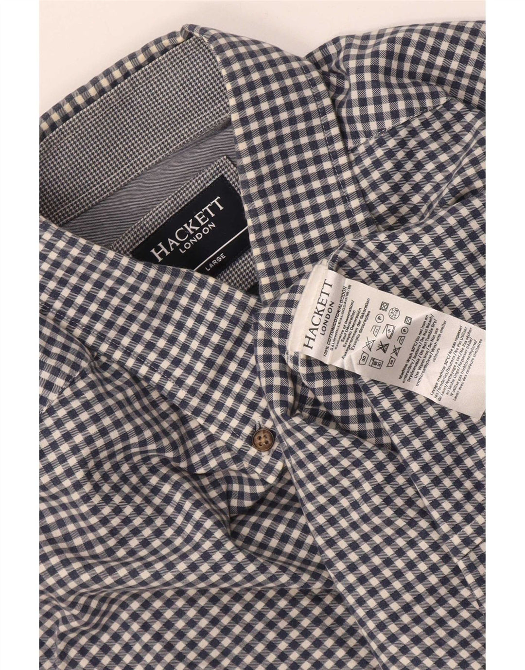 Camicia da uomo Hackett grande in cotone a quadretti blu navy