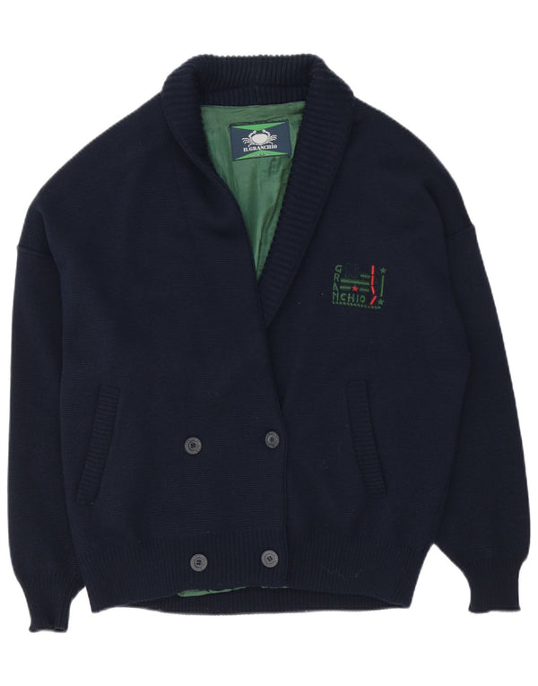 Maglione cardigan da uomo Il Granchio XL in lana blu navy