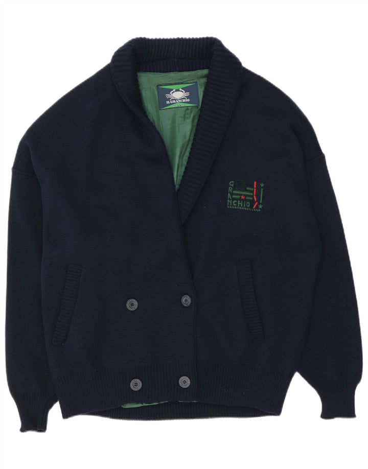 Maglione cardigan da uomo Il Granchio XL in lana blu navy