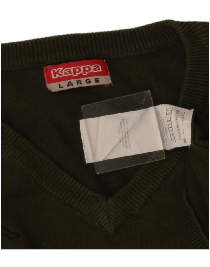 Maglione Kappa da uomo con scollo a V, cotone a righe grandi verdi