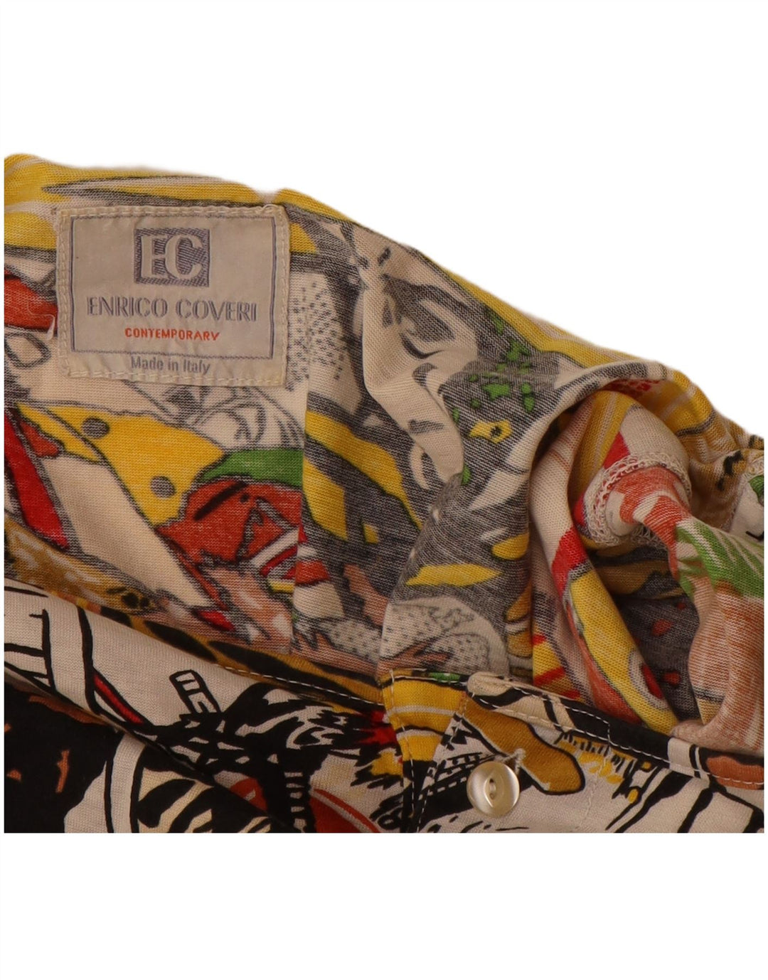 ENRICO COVERI Camicetta grafica da donna a maniche lunghe Top UK 18 XL Multicolore