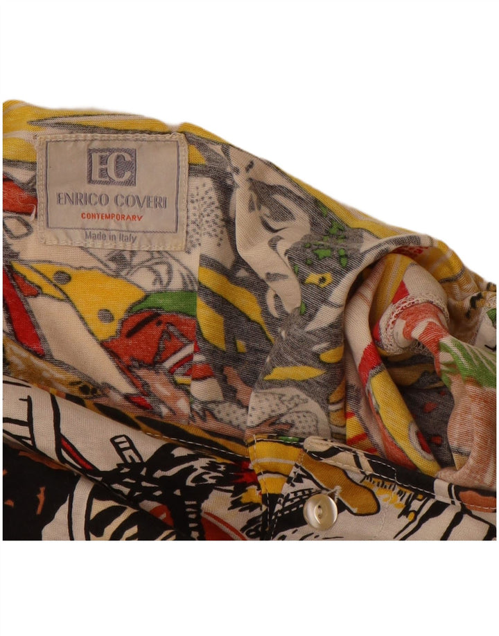 ENRICO COVERI Camicetta grafica da donna a maniche lunghe Top UK 18 XL Multicolore