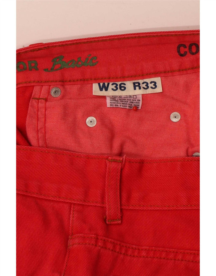Jeans dritti da uomo vintage W36 L31 in cotone rosso