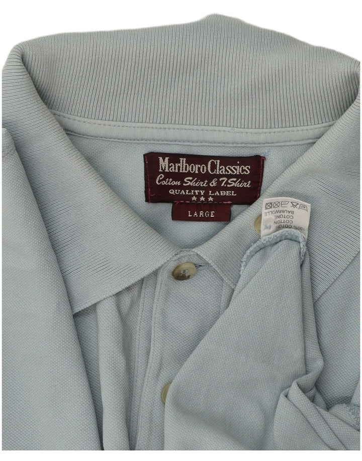Polo da uomo Marlboro Classics grande in cotone blu