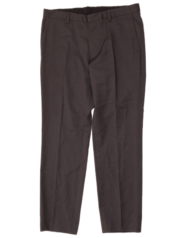 Pantaloni da abito dritti da uomo Hugo Boss EU 50 Large W34 L31 Lana grigia