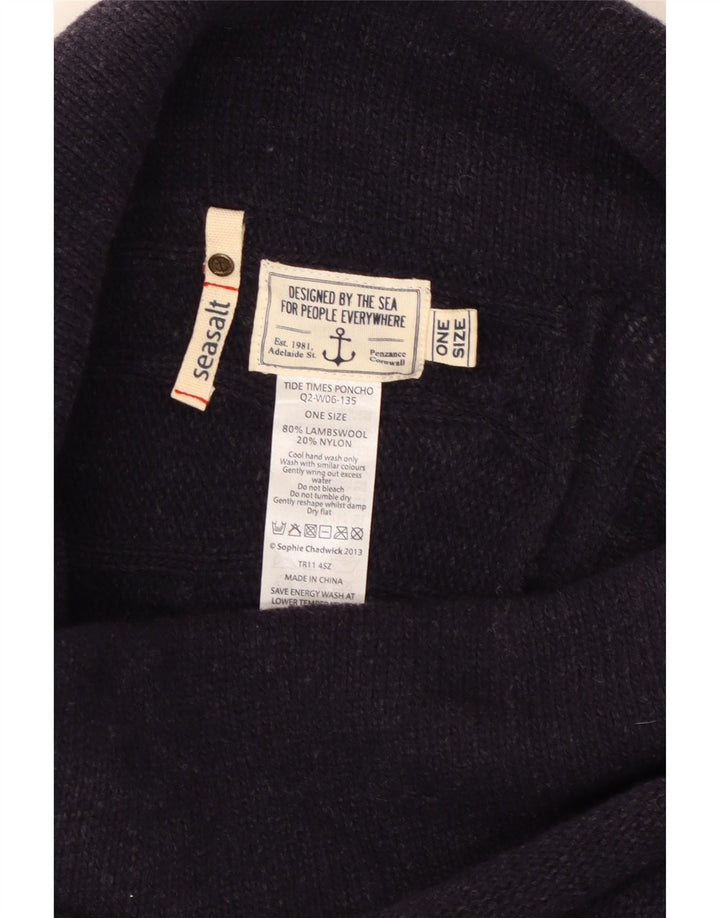 SEASALT Maglione poncho corto da donna taglia unica lana blu navy
