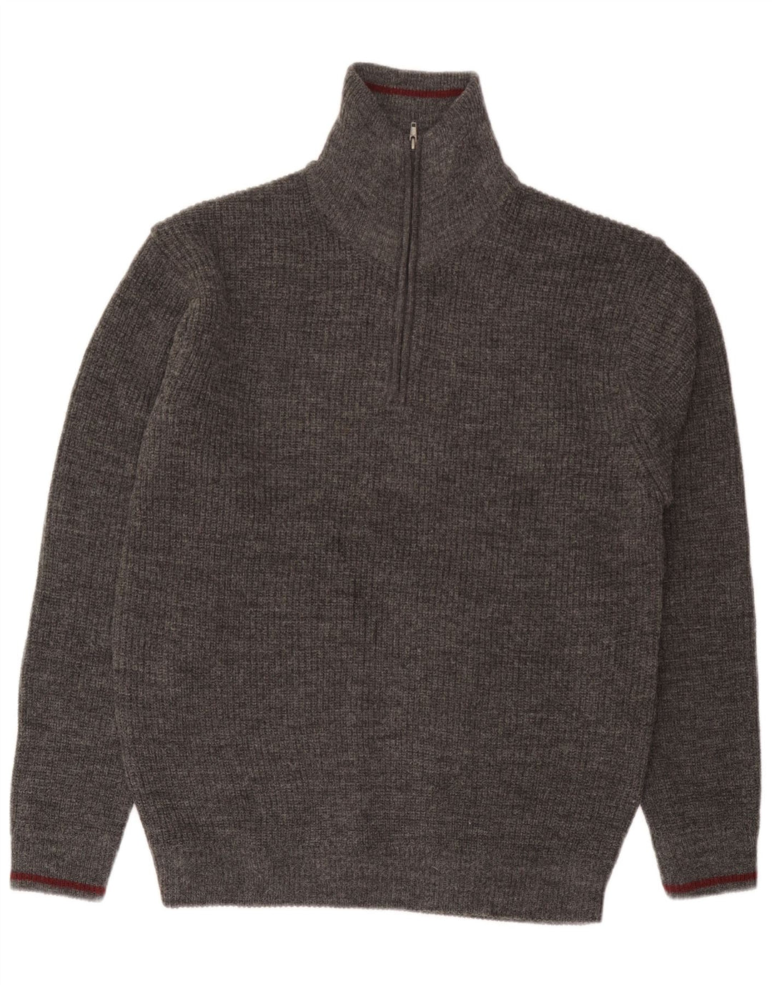 Maglione da uomo con zip e collo Livergy UK 42/44 grande lana grigia
