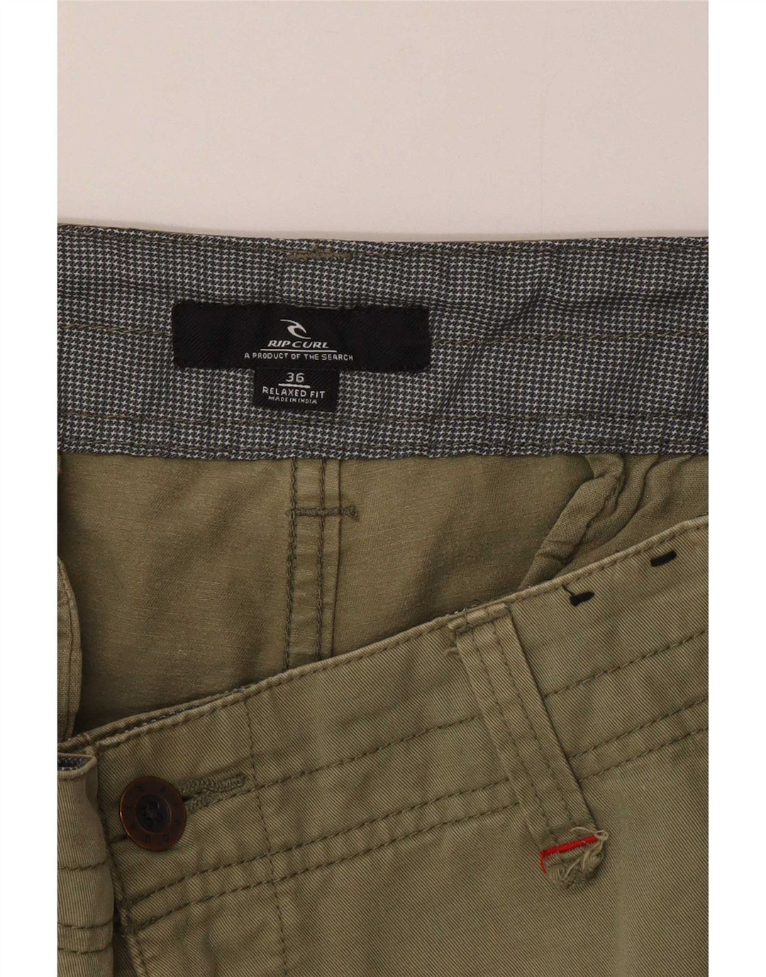 Pantaloncini cargo da uomo dalla vestibilità rilassata Rip Curl W36 grandi in cotone kaki