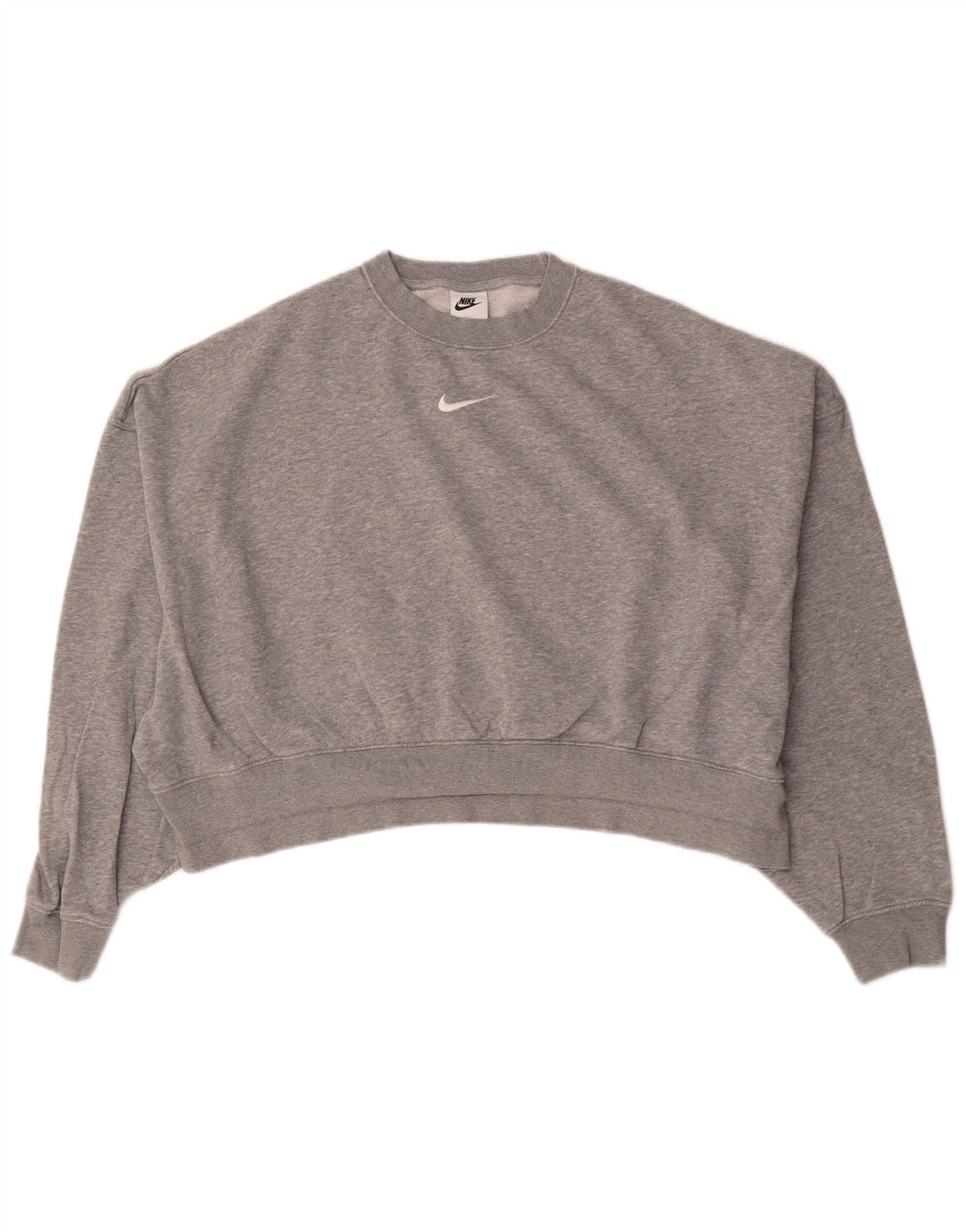 Felpa corta oversize da donna Nike UK 10 piccola grigia chiazzata