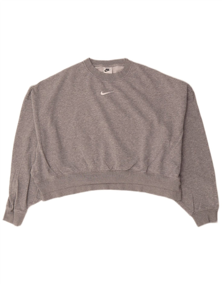 Felpa corta oversize da donna Nike UK 10 piccola grigia chiazzata