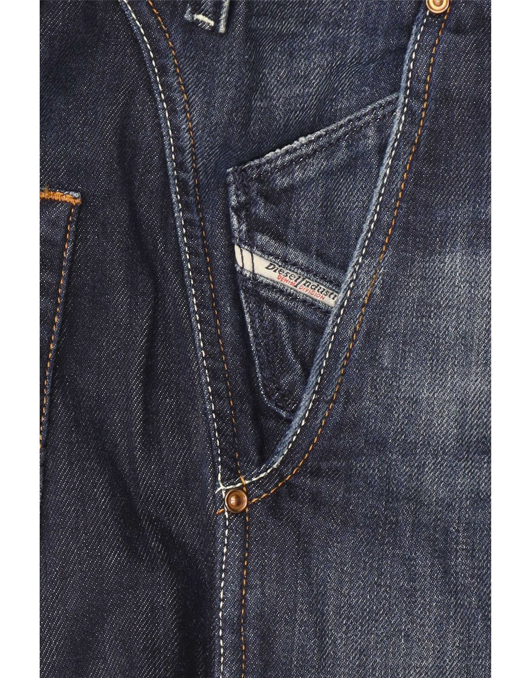 Jeans dritti invecchiati Pheyo da uomo Diesel W33 L34 cotone blu navy