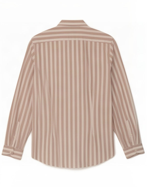 Camicia Reiss da uomo slim fit in cotone a righe beige medio