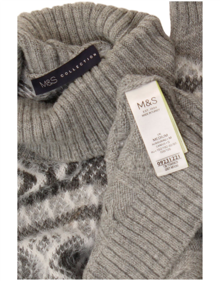 Maglione maglione a collo alto da donna Marks & Spencer UK 14 Grigio medio