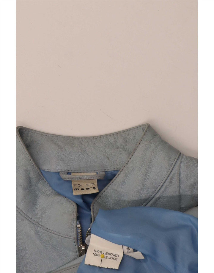 Giacca in pelle da donna vintage UK 14 in pelle blu medio