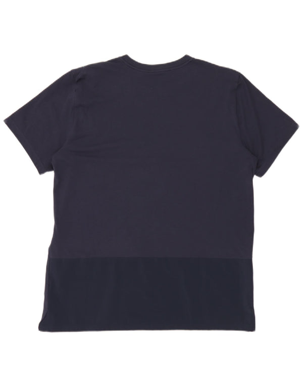 T-shirt grafica Nike da uomo Dri Fit Top Large in cotone a righe blu navy