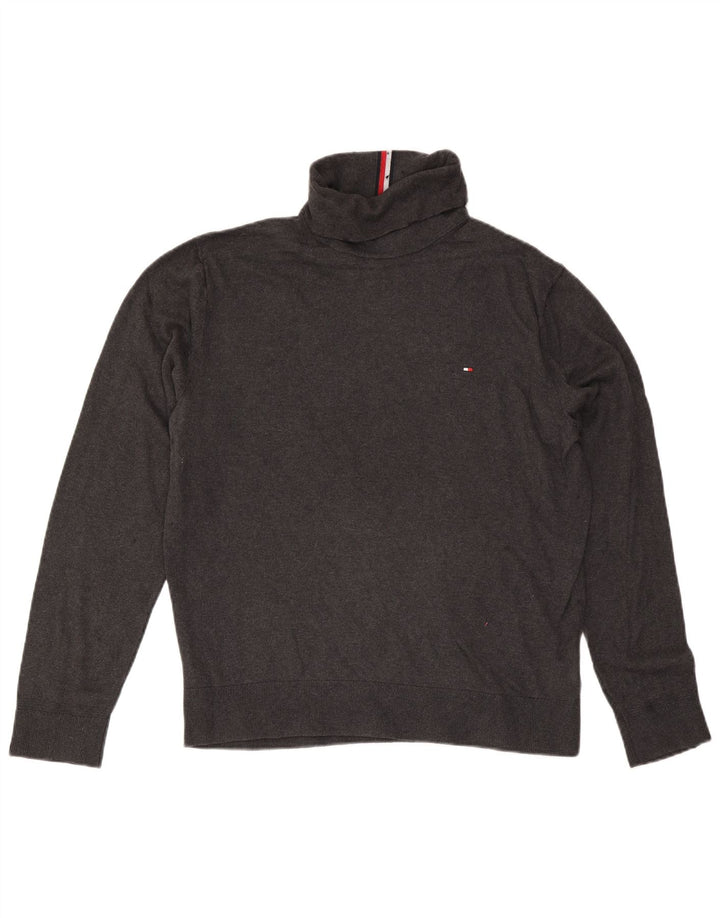 Maglione maglione a collo alto da uomo Tommy Hilfiger XL in cotone grigio