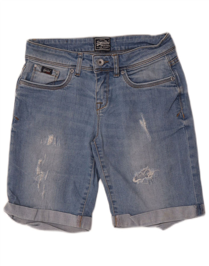 Pantaloncini di jeans invecchiati da donna Superdry W26 piccoli blu