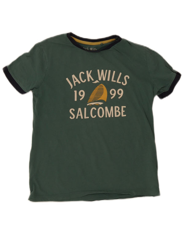 T-shirt grafica regolare da ragazzo Jack Wills Top 10-11 anni in cotone verde
