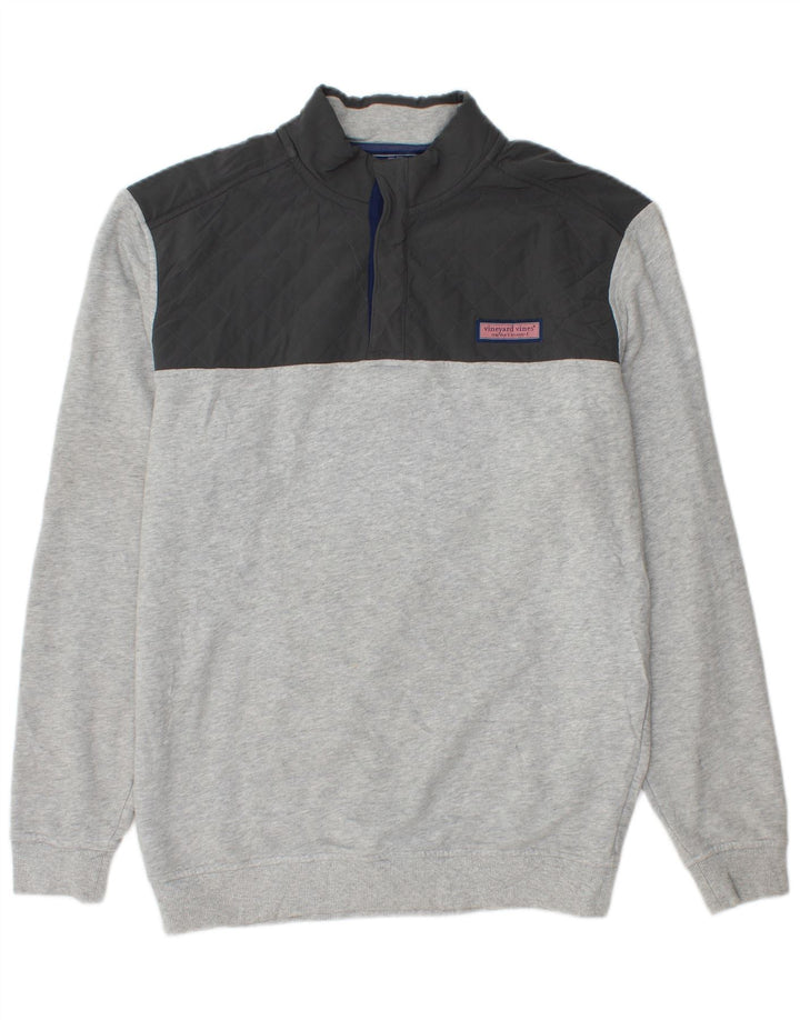 VINEYARD VINES Felpa da uomo ampia vestibilità maglione grigio medio color block