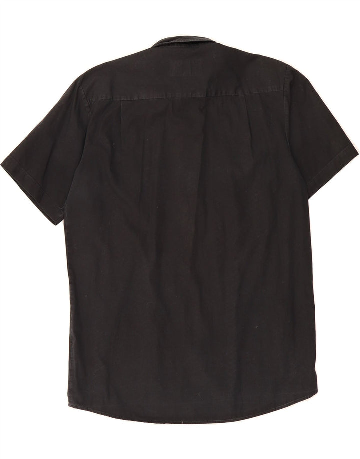 ATLAS FOR MEN Mens Short Sleeve Shirt Medium Black Cotton Vintage Atlas For Men and Second-Hand Atlas For Men from Messina Hembry 