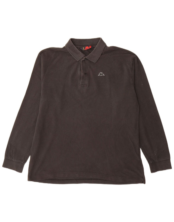 Polo Kappa da uomo a maniche lunghe XL in cotone nero