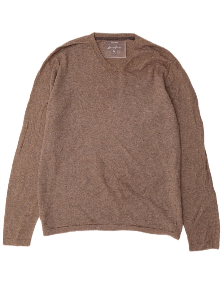EDDIE BAUER Maglione da uomo con scollo a V grande cotone grigio