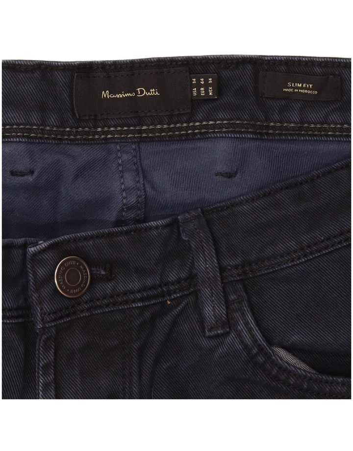 Jeans slim da uomo Massimo Dutti EU 44 Large W34 L30 Blu navy