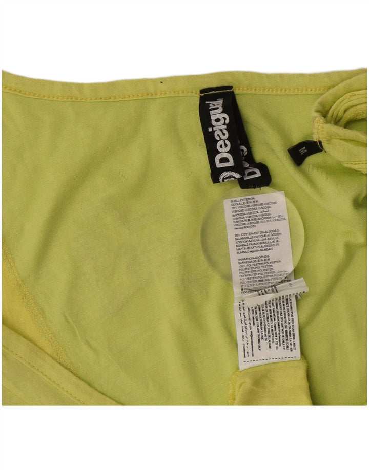 Desigual Womens Graphic Vest Top UK 14 Medium Yellow Viscose Butterfly