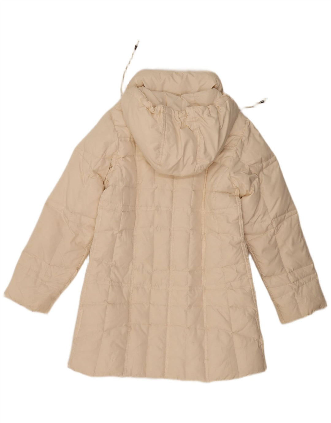 Cappotto imbottito con cappuccio da donna vintage IT 44 Poliestere bianco sporco medio