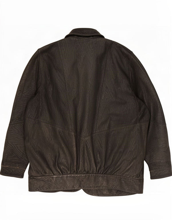 Giacca in pelle vintage da donna UK 18 XL nera