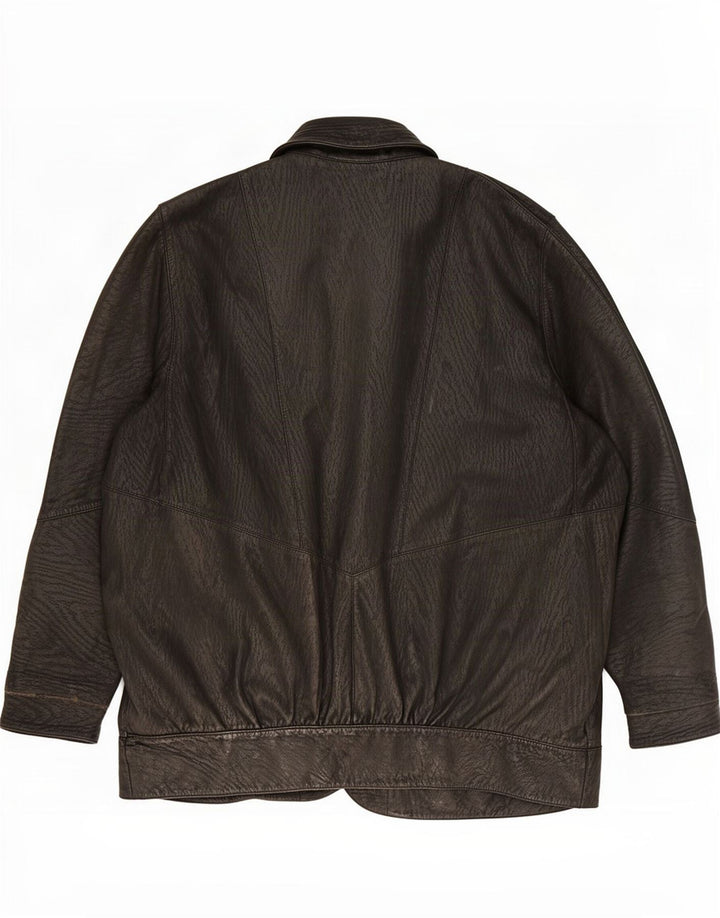 Giacca in pelle vintage da donna UK 18 XL nera