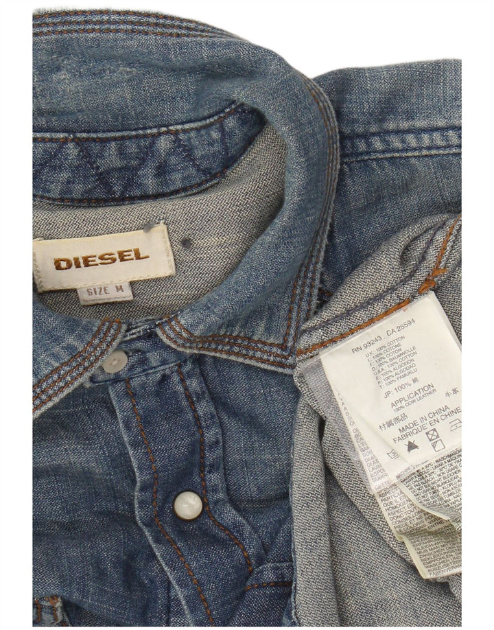 Camicia di jeans da uomo Diesel in cotone blu medio