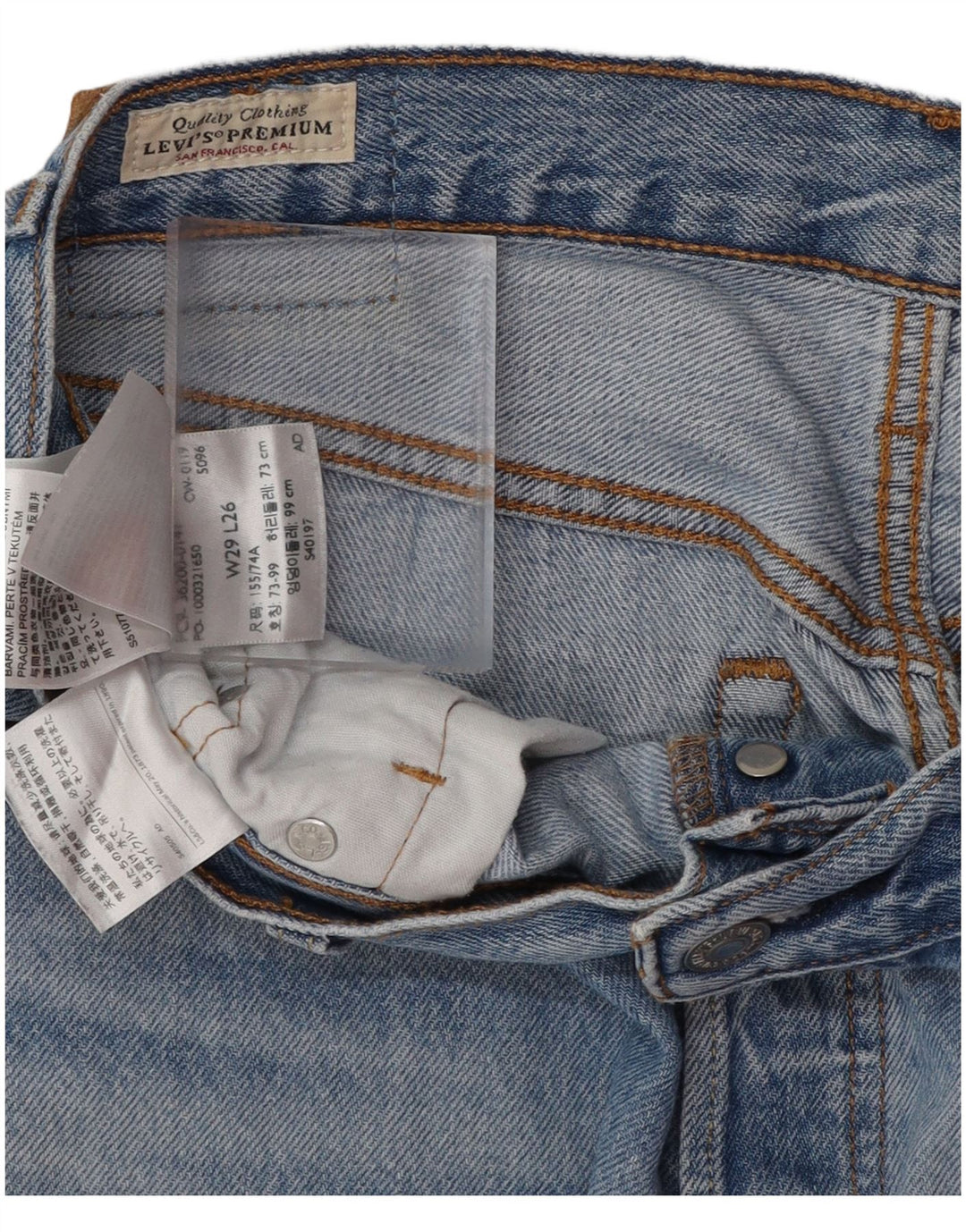LEVI'S Jeans dritti invecchiati 501 da donna W29 L26 in cotone blu