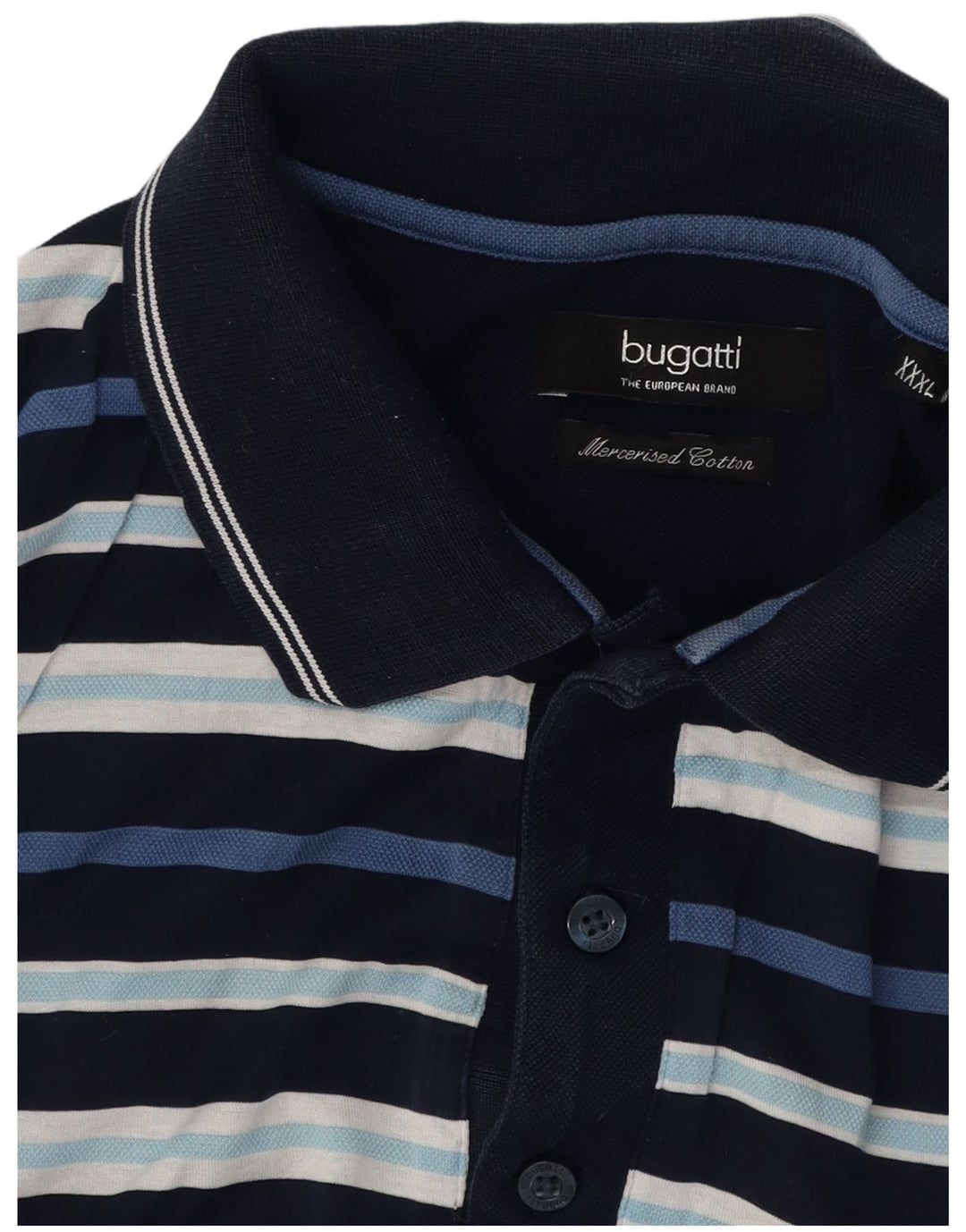 Polo da uomo BUGATTI 3XL in cotone a righe blu navy