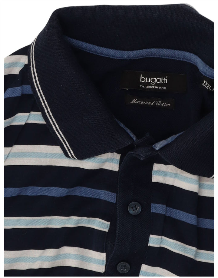 Polo da uomo BUGATTI 3XL in cotone a righe blu navy