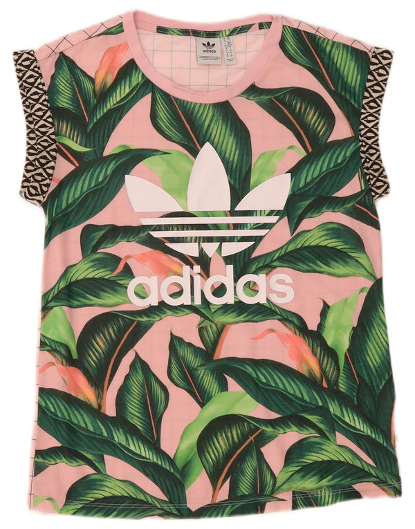 T-shirt grafica da donna Adidas Top UK 6 XS rosa floreale