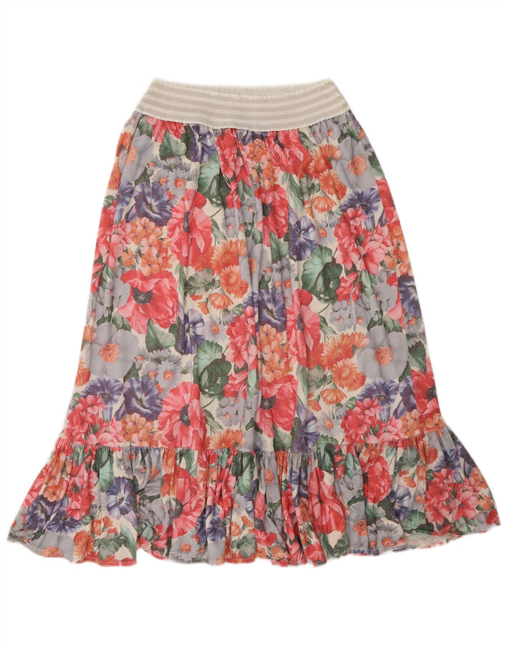 Gonna a trapezio da donna vintage W26 piccolo floreale multicolore