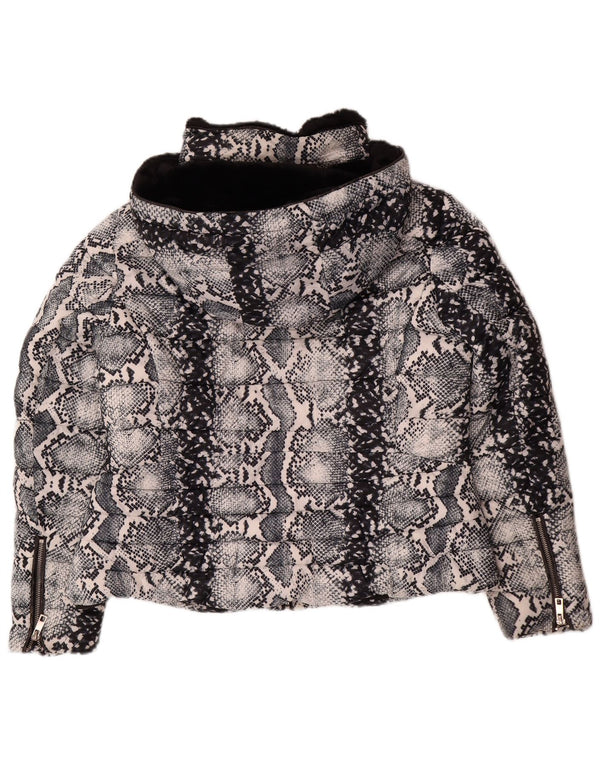 Giacca imbottita con cappuccio da donna Zara UK 20 2XL Poliestere bianco con stampa animalier
