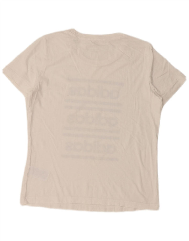 T-shirt grafica da donna ADIDAS Top UK 16/18 grande cotone bianco