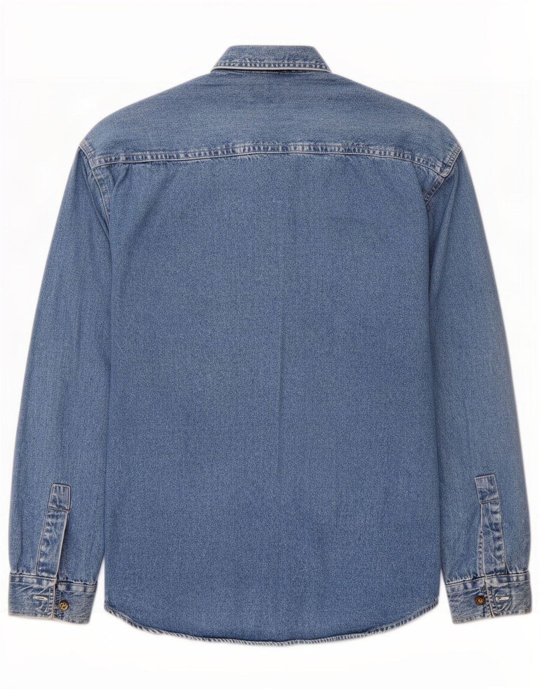 Camicia di jeans vintage da uomo vestibilità regolare piccola in cotone blu