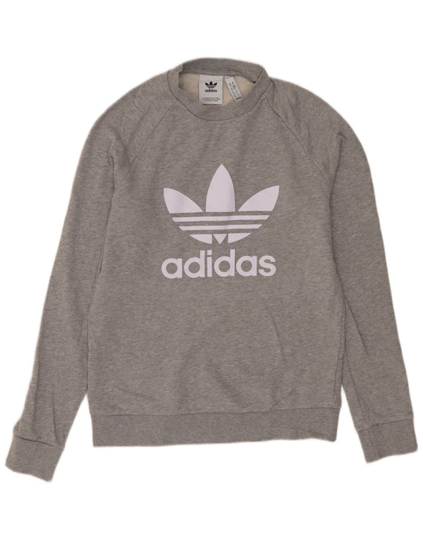 Felpa grafica da uomo ADIDAS maglione XS in cotone grigio