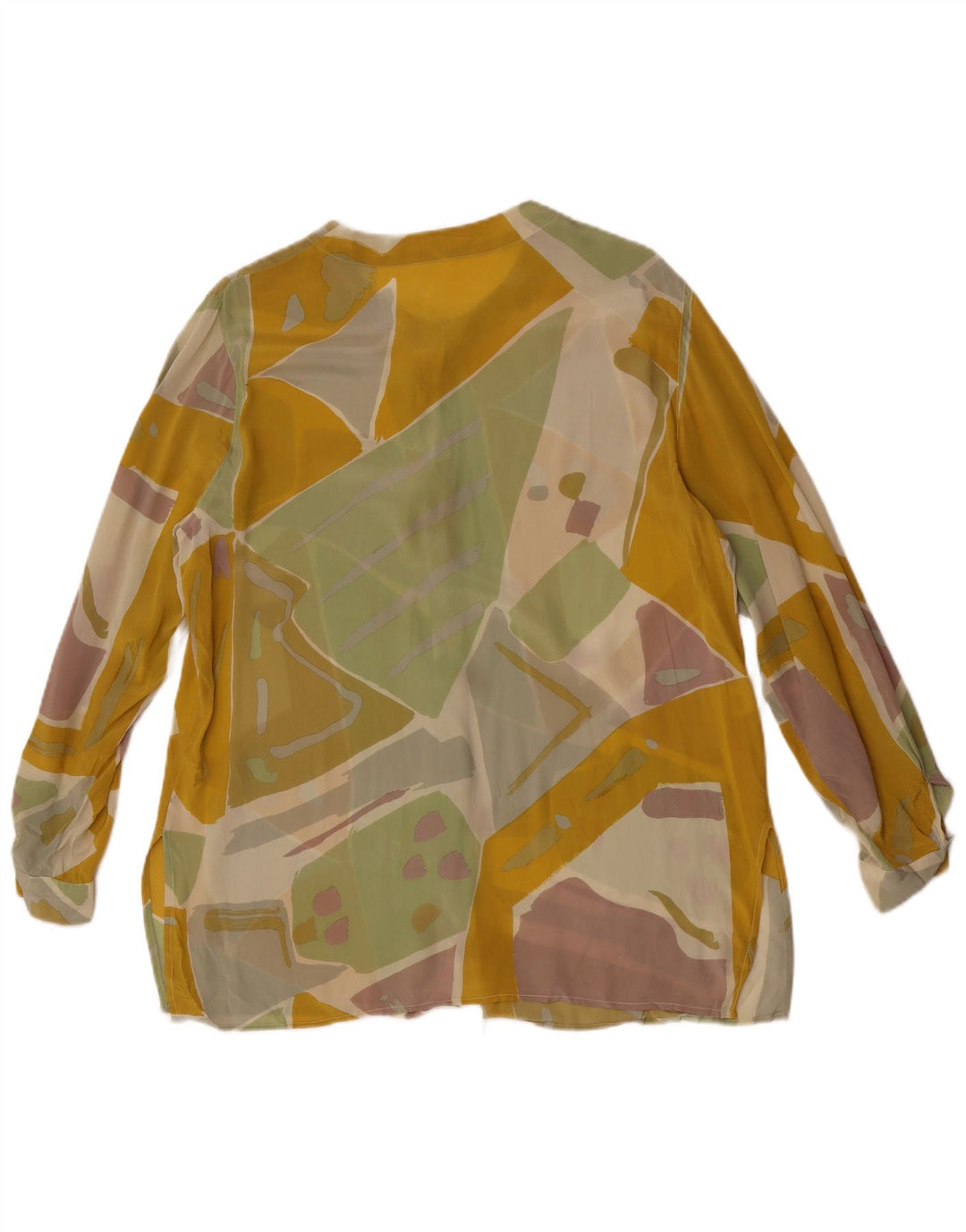 Camicetta da donna vintage trasparente trasparente UK 14 grande multicolore