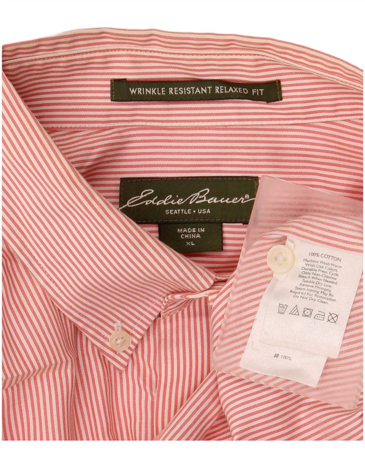 Camicia da uomo dalla vestibilità comoda Eddie Bauer XL in cotone gessato rosa