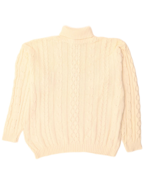 Maglione maglione vintage da uomo con collo alto, grande beige