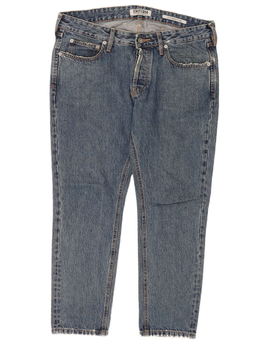 Jeans slim da donna uniformi W33 L27 cotone blu