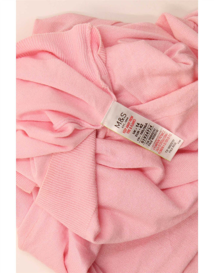 Maglione cardigan da donna Marks & Spencer UK 14 grande viscosa rosa